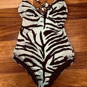 H&M Zebra Print One Piece Swimsuit size 8